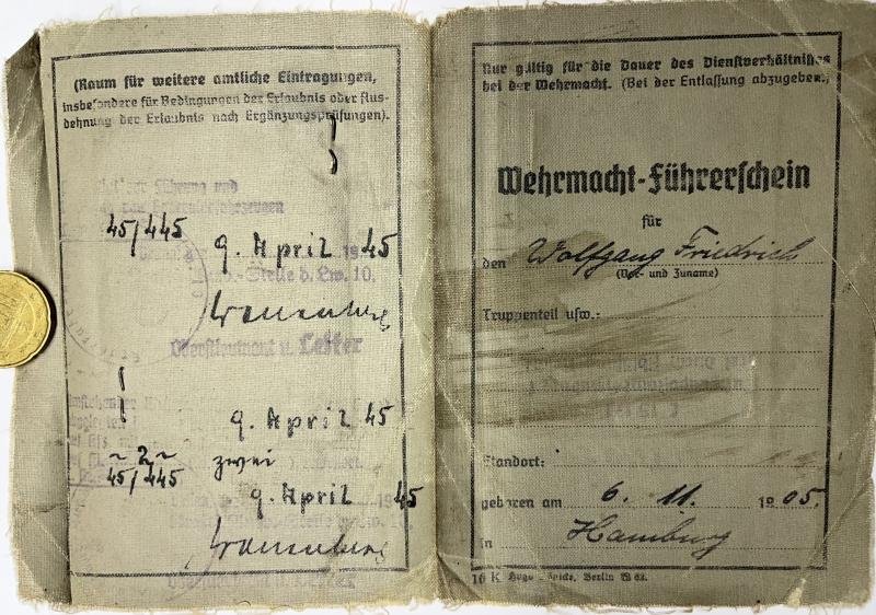 Citation set/drivers license - Luftwaffe - Fliegerhorst Kommandantur E 25/XI -'Festung Kreta' - Friedrich — image 4