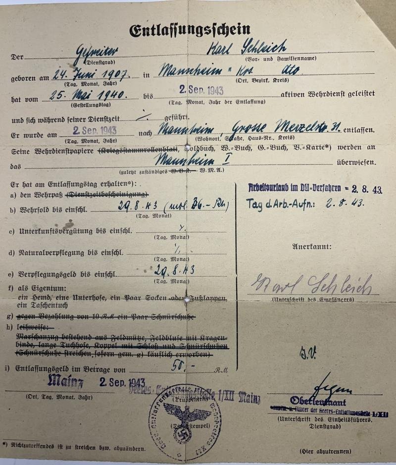 Wehrpass - WH (Heer) - Nachrichten Btl.Afrika - Schleich — image 10