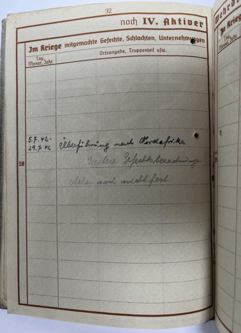 Wehrpass - WH (Heer) - Nachrichten Btl.Afrika - Schleich — image 7
