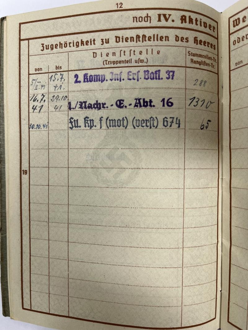 HY I.D,s/Wehrpass - Funk Komp.F (mot) (verst.) 674 - Kötter — image 5