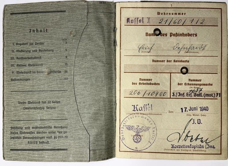 Wehrpass - WH (Heer) - 29.Inf.Div.- Dehnhardt — image 2