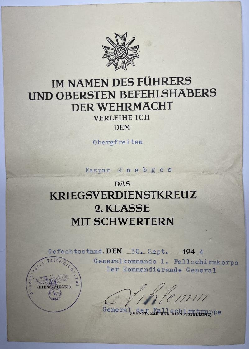 Citation - Luftwaffe - I.Fallschirmkorps - Joebges — image 2