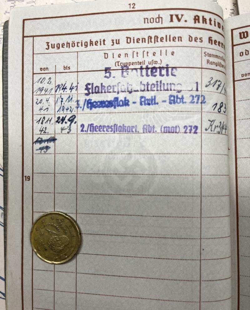 Wehrpass - WH (Heer) - Heeres Flak Abt.272 (mot)- Heiming — image 4