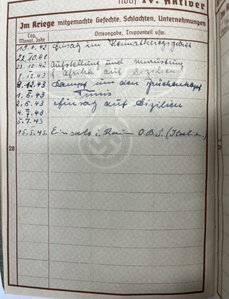 Wehrpass/citations - Luftwaffe - KG 77 /LN.Rgt.352 - DAK/Italy - Ellwanger — image 8