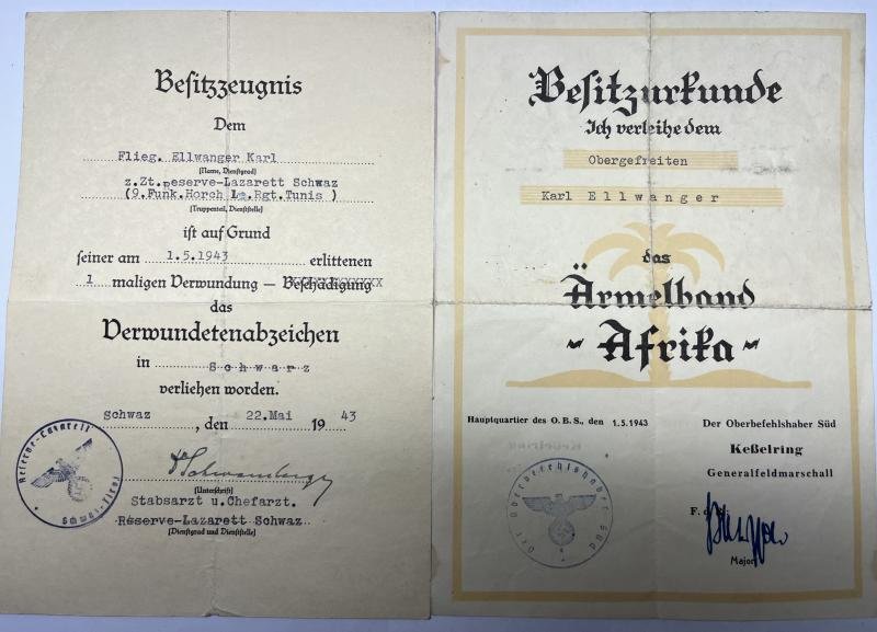 Wehrpass/citations - Luftwaffe - KG 77 /LN.Rgt.352 - DAK/Italy - Ellwanger — image 9