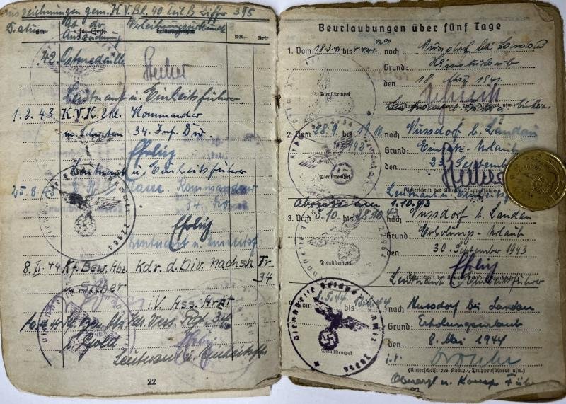 Soldbuch/RC I.D. - WH (Heer) - 34.Inf.Div. - Pfaffmann — image 10