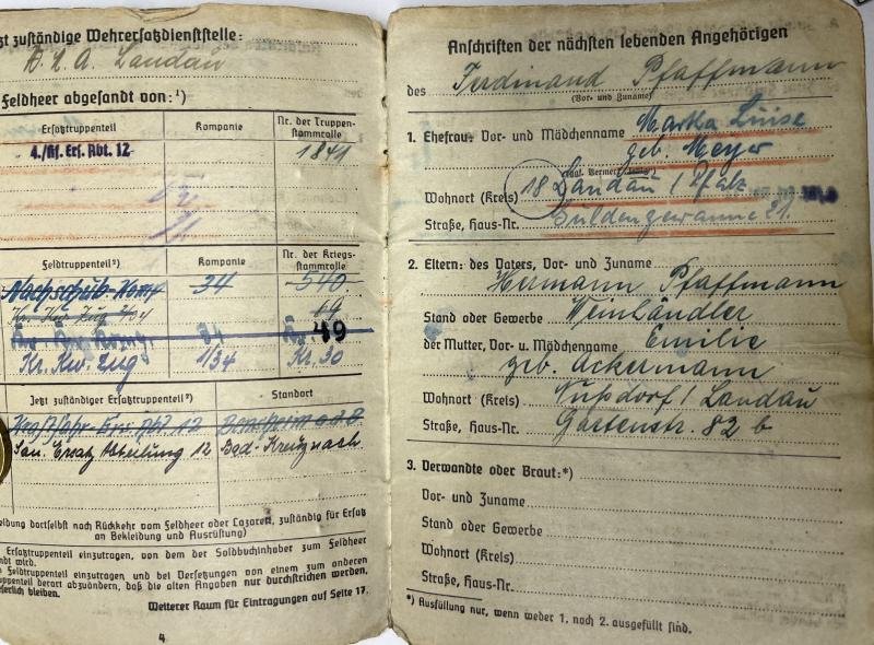 Soldbuch/RC I.D. - WH (Heer) - 34.Inf.Div. - Pfaffmann — image 4