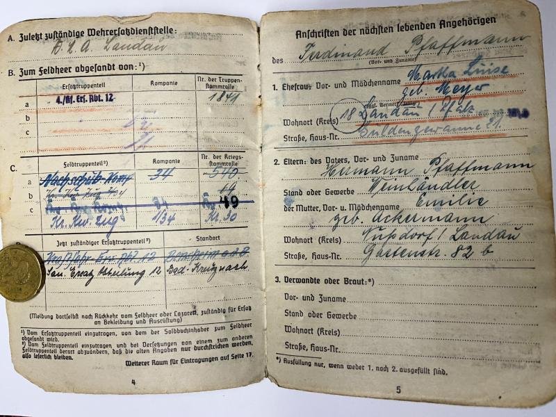 Soldbuch/RC I.D. - WH (Heer) - 34.Inf.Div. - Pfaffmann — image 5