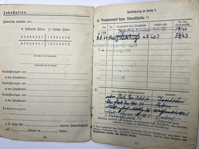 Soldbuch - Luftwaffe - 22.Flak Div. - Pfordte — image 6