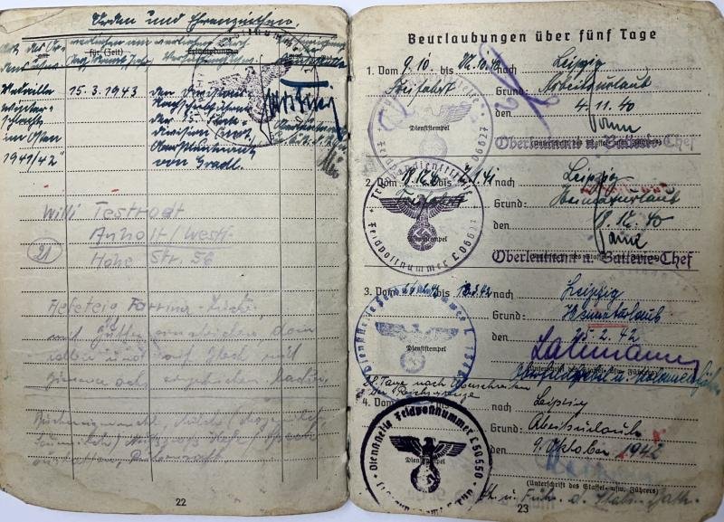 Soldbuch - Luftwaffe - 22.Flak Div. - Pfordte — image 8