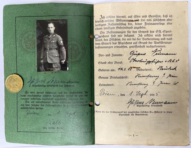 N.S.D.A.P. I.D./S.A.Leistungsbuch - Neumann — image 5