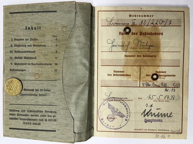 Wehrpass - Luftwaffe/WH (Heer) - 18.Pz.Div. - Stölpe — image 2