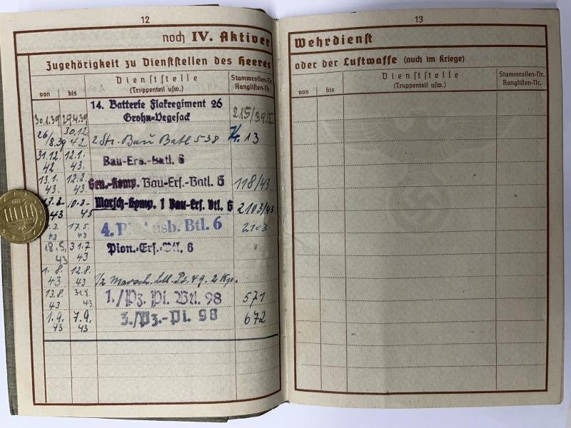 Wehrpass - Luftwaffe/WH (Heer) - 18.Pz.Div. - Stölpe — image 4