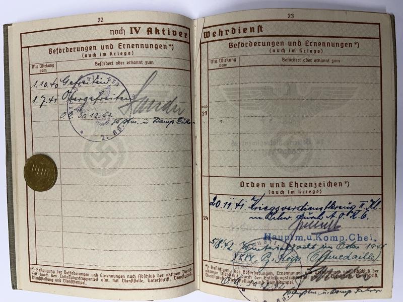 Wehrpass - Luftwaffe/WH (Heer) - 18.Pz.Div. - Stölpe — image 6