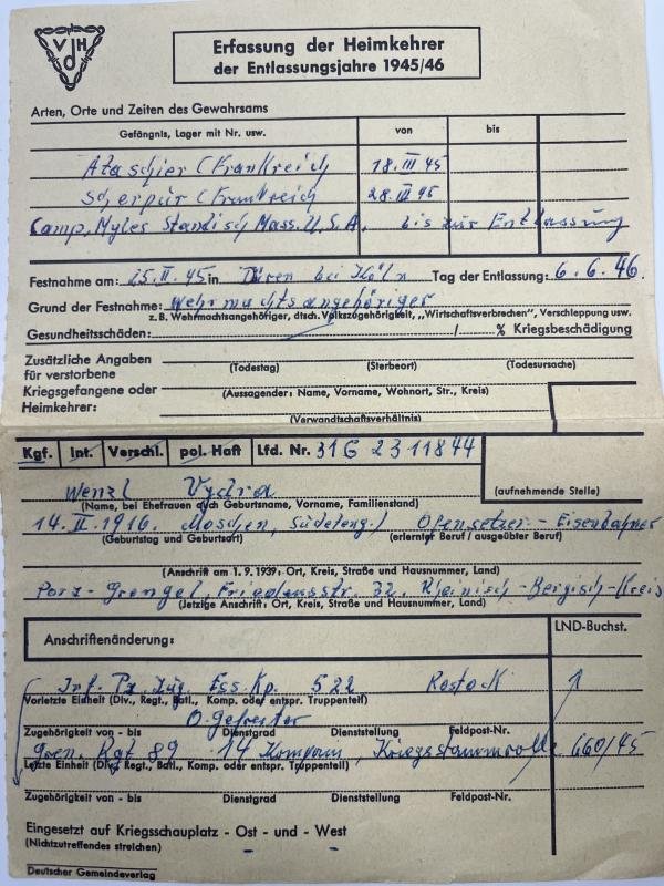 Soldbuch WH (Heer) - 12.V.G.D.Div. - Vydra — image 2