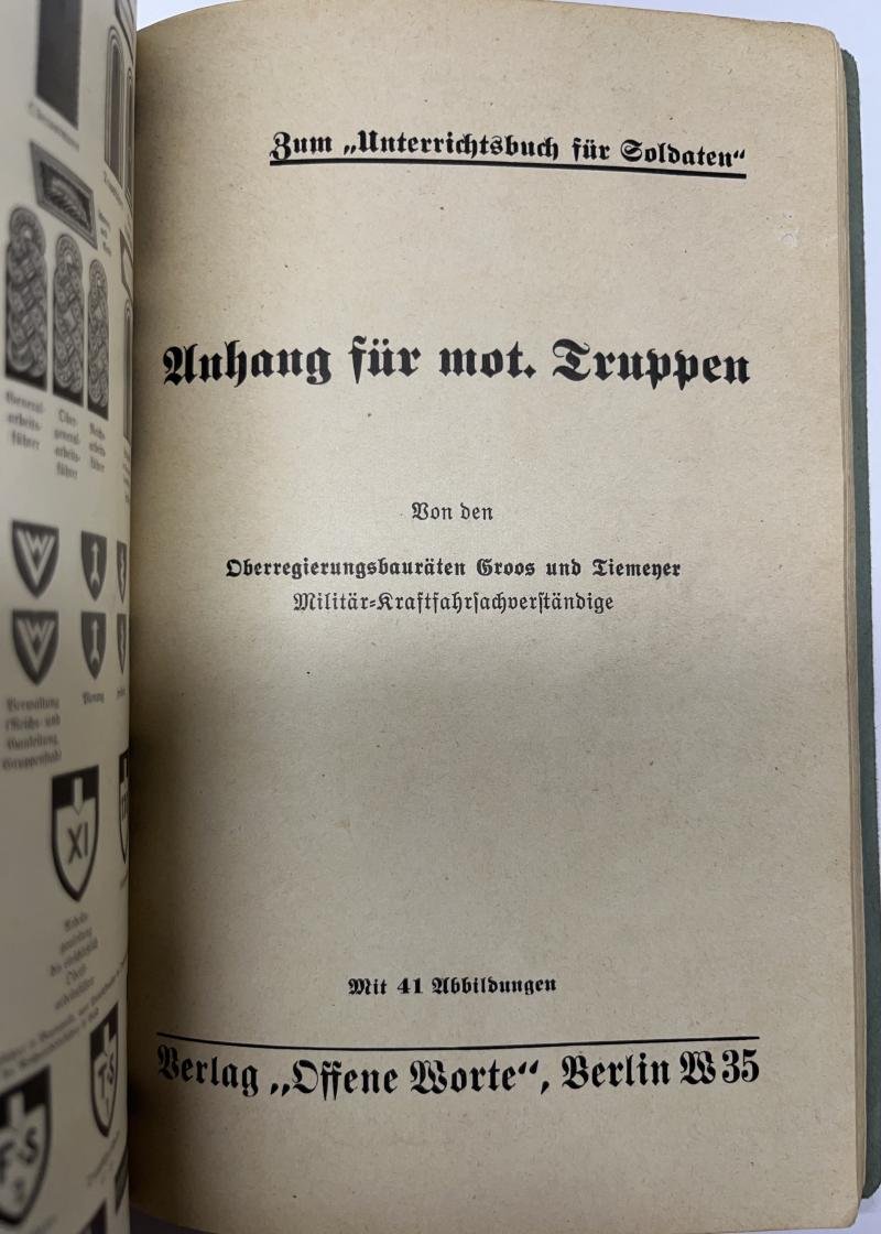 'Unterrichsbuch für Soldaten' (motorized troops) manual - 1938 — image 4