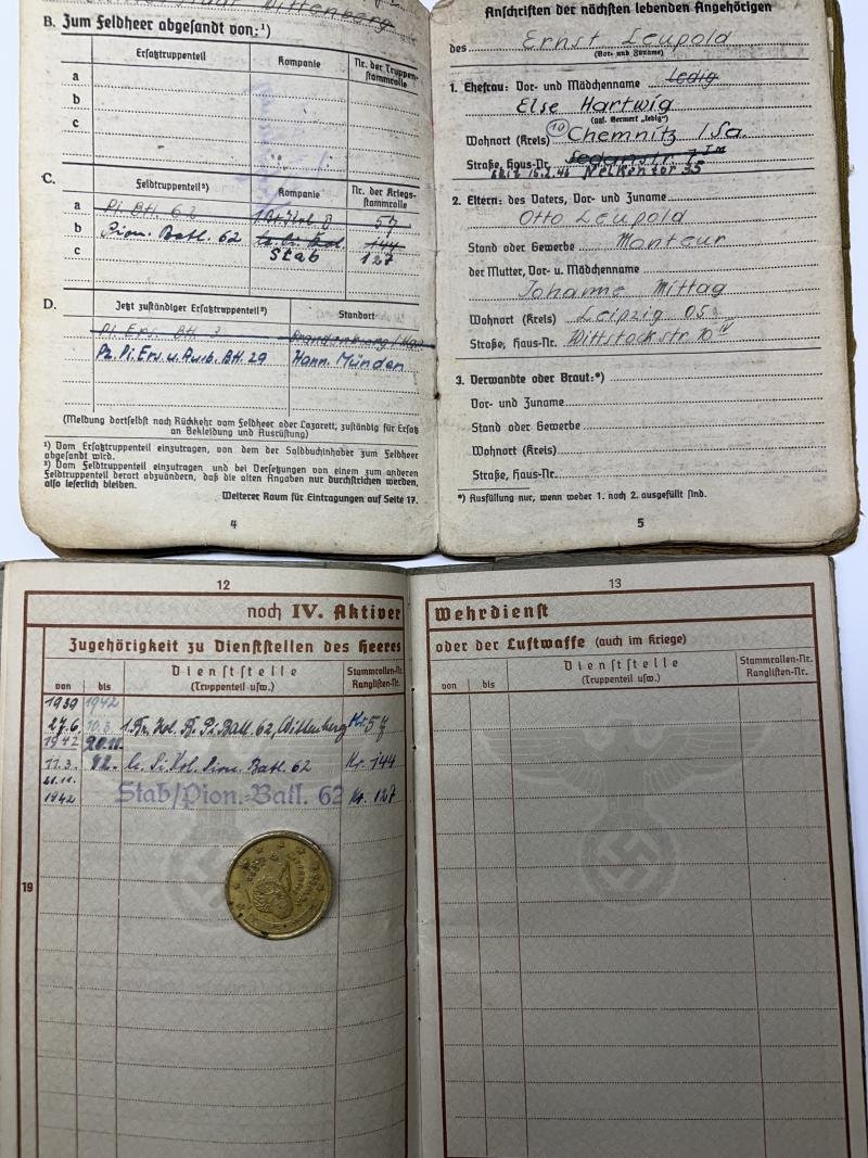 Wehrpass/Soldbuch - WH (Heer) - Pionier Btl.62 - Leupold — image 5