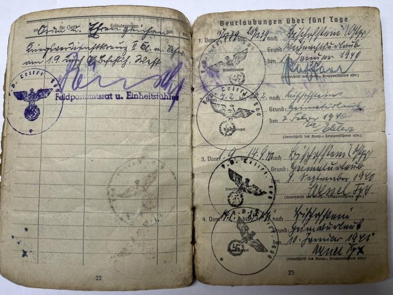 Wehrpass /Soldbuch /citation - WH (Heer) - 'Feldpostleitstelle 500' - Darge — image 6