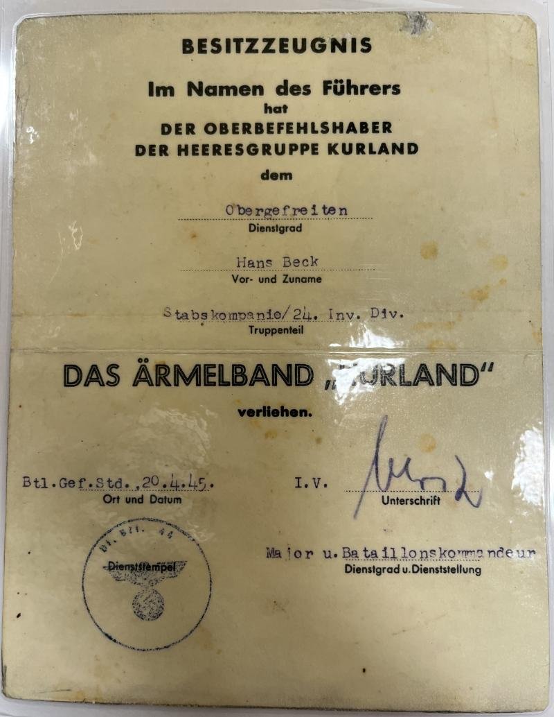 Citation + WH (Heer) - 24.Inf.Div. - Beck — image 2