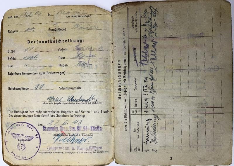 Soldbuch - WH (Heer) - 181.Inf.Div. - Scherbarth — image 3