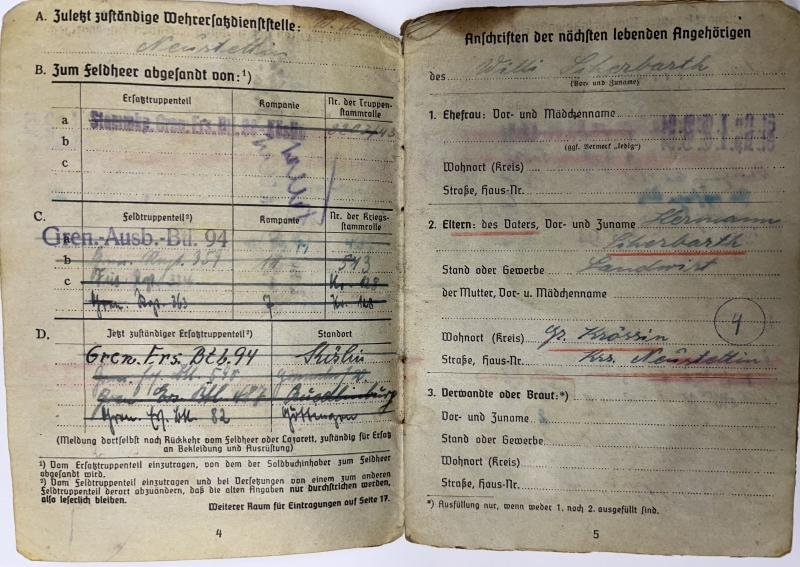 Soldbuch - WH (Heer) - 181.Inf.Div. - Scherbarth — image 4