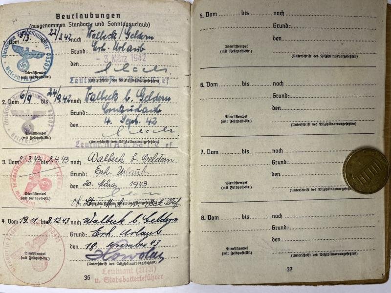 Soldbuch - KM - Mar.Art.Abt.280 - St.Nazaire - Franken — image 10