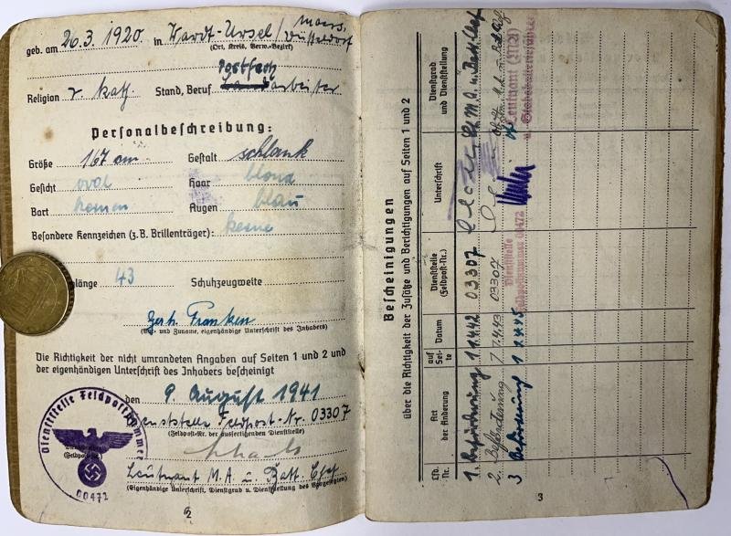 Soldbuch - KM - Mar.Art.Abt.280 - St.Nazaire - Franken — image 3