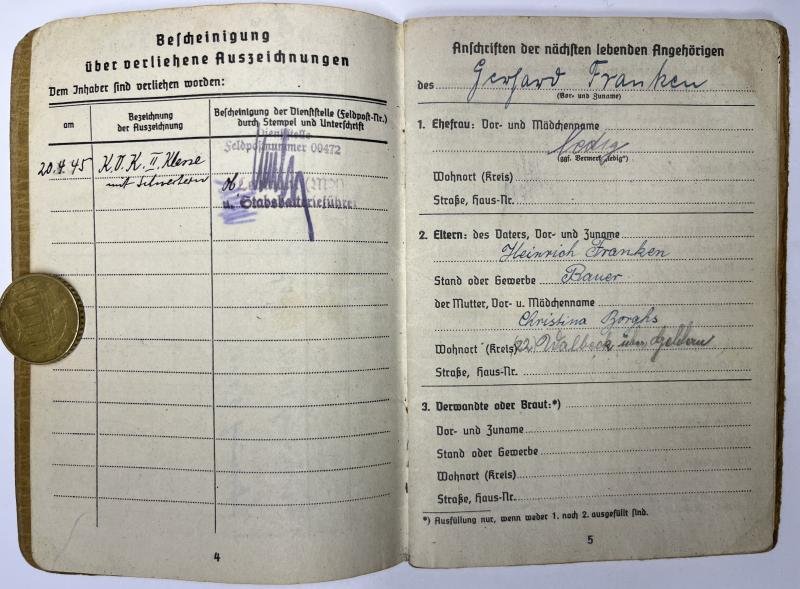 Soldbuch - KM - Mar.Art.Abt.280 - St.Nazaire - Franken — image 4