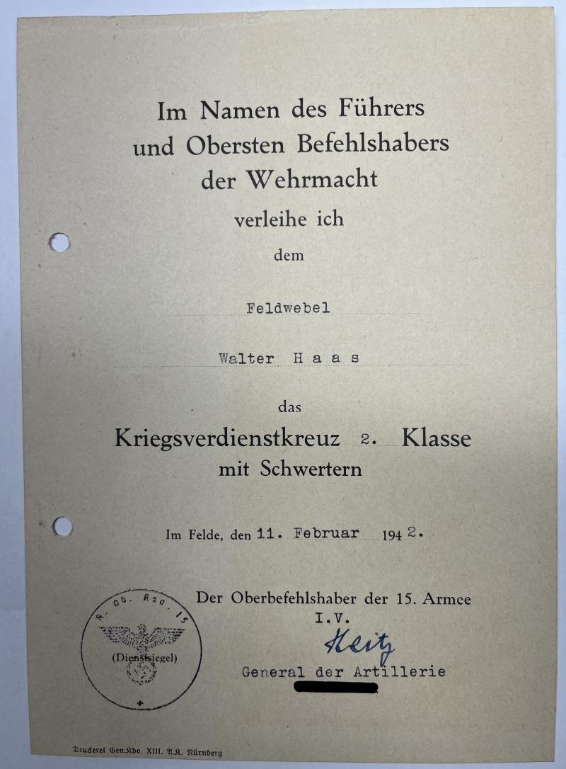 Citation - WH (Heer) - 15.Armee - Haas — image 2