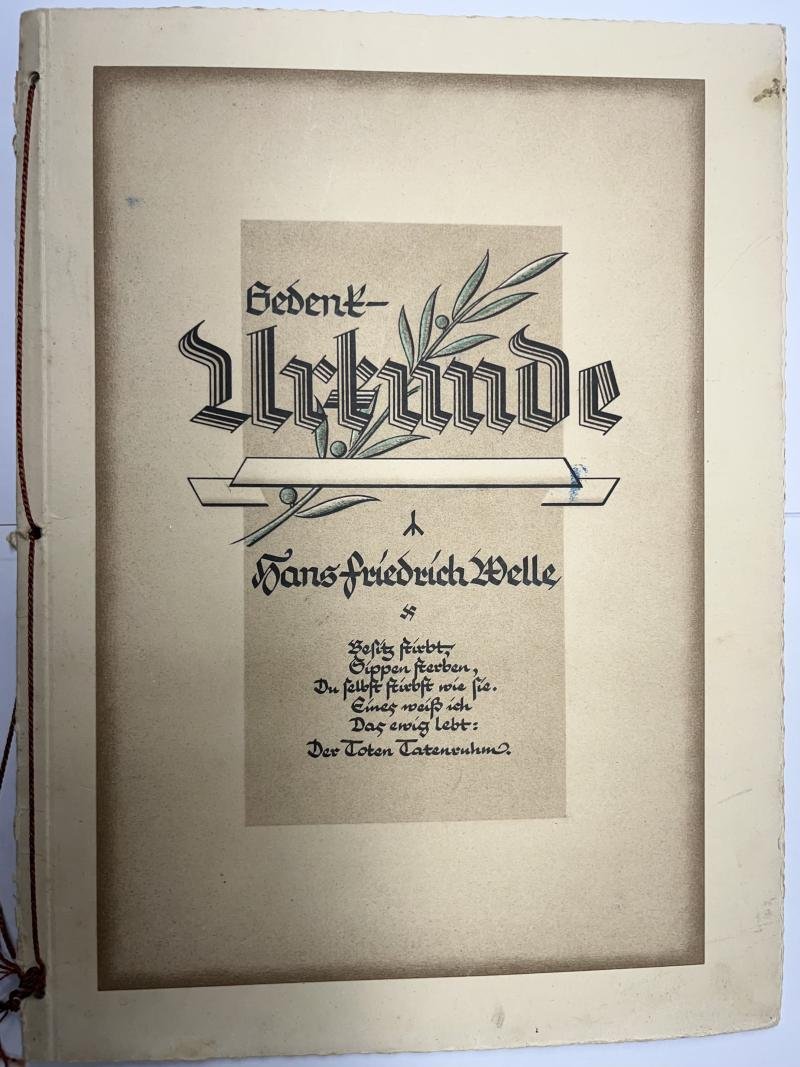 'Gedenk Urkunde' (remembrance certificate) grouping - 'Ortsgruppenleiter Süssen' - Welle — image 2