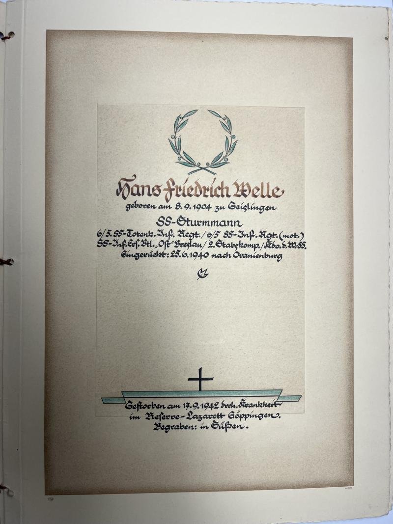 'Gedenk Urkunde' (remembrance certificate) grouping - 'Ortsgruppenleiter Süssen' - Welle — image 3