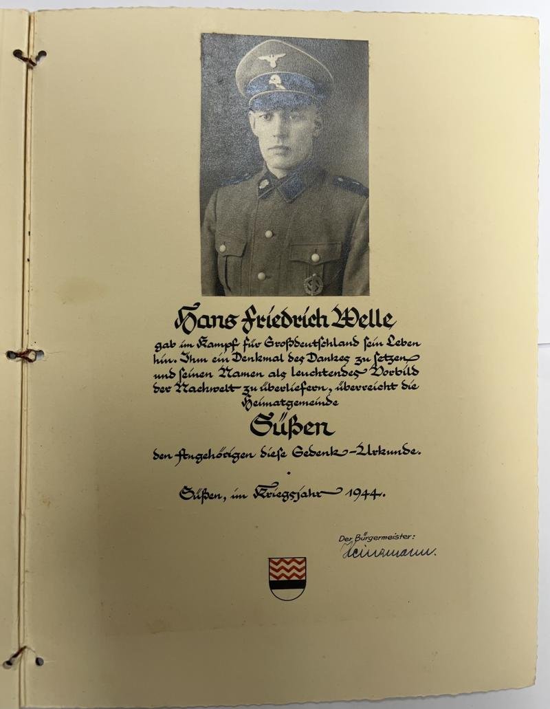'Gedenk Urkunde' (remembrance certificate) grouping - 'Ortsgruppenleiter Süssen' - Welle — image 5