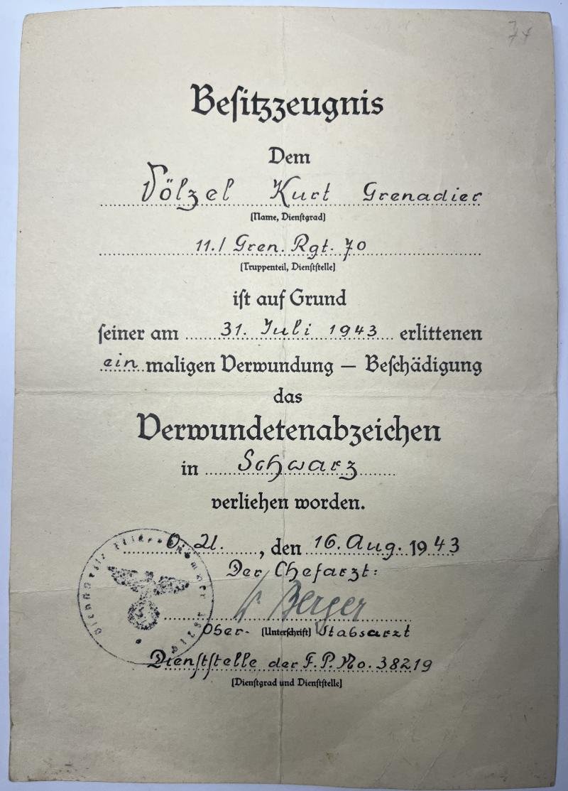 Citation - WH (Heer) - 111.Inf.Div. - Völzel — image 2