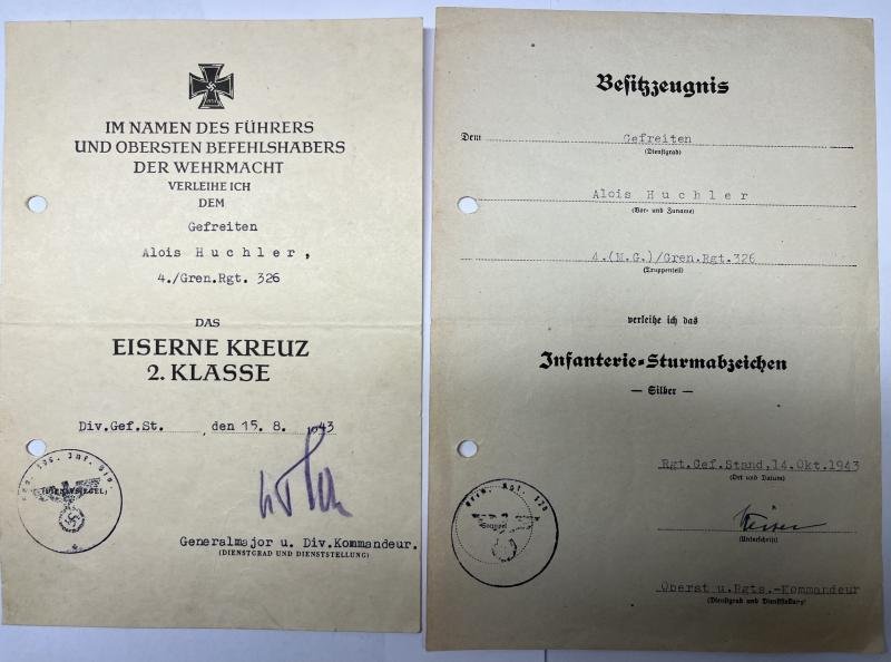 Soldbuch /citations grouping - WH (Heer) - 198.Inf..Div. - Huchler — image 4