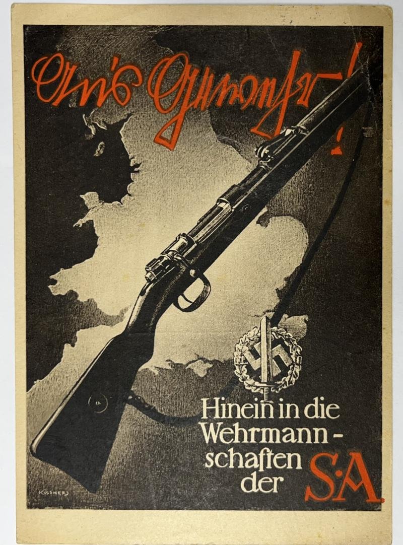 'Ans Gewehr' - 'Hinein in die Wehrmannschaften der SA' - 'Feldpost' postcard. — image 2