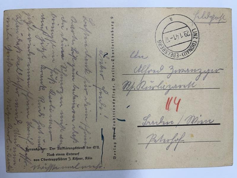 'Ans Gewehr' - 'Hinein in die Wehrmannschaften der SA' - 'Feldpost' postcard. — image 3