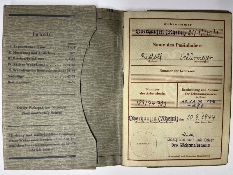 Wehrpass - WH (Heer) - 96.Inf.Div. - Schürmeyer — image 2