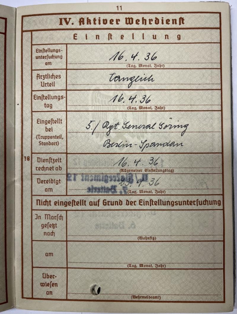 Wehrpass - Luftwaffe - Rgt.'General Göring' - Flak Rgt.12 - Gottschlag — image 5