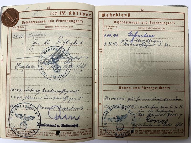 Wehrpass - Luftwaffe - Rgt.'General Göring' - Flak Rgt.12 - Gottschlag — image 8