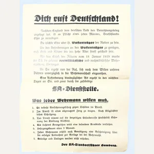 'Dich ruft Deutschland!' (Germany is calling for you!) - SA