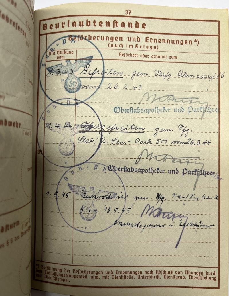 Wehrpass - WH (Heer) - Sanitäts-Park 501 - Funk — image 9