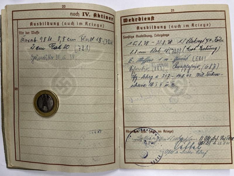 Wehrpass/+ - Luftwaffe - 20.Flak Div. - Eschbach — image 7