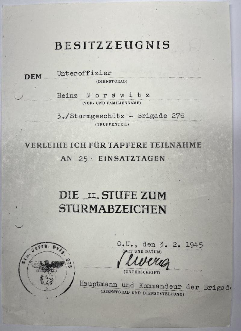 Citation grouping - WH (Heer) - Stug.Brigade 276 - Morawitz — image 5