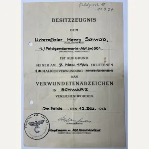 Citation - WH (Heer) - Feldgendarmerie-Abt.(m) 501 - Schwab