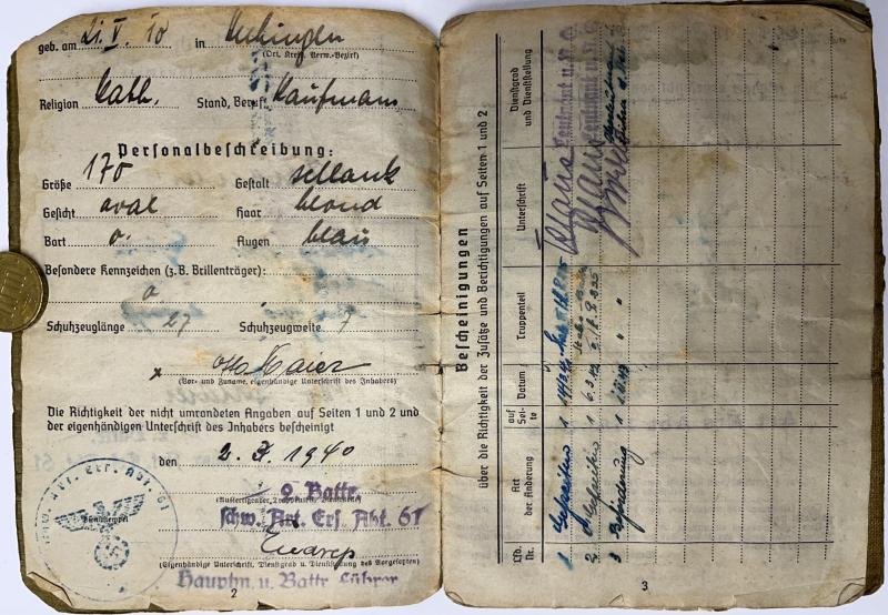 Soldbuch WH (Heer) - 198.Inf.Div. - France - Maier — image 3