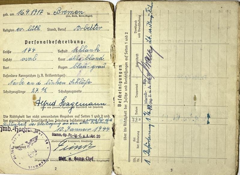 Soldbuch - WH (Heer) - 208.Inf.Div. - Hagemann — image 3