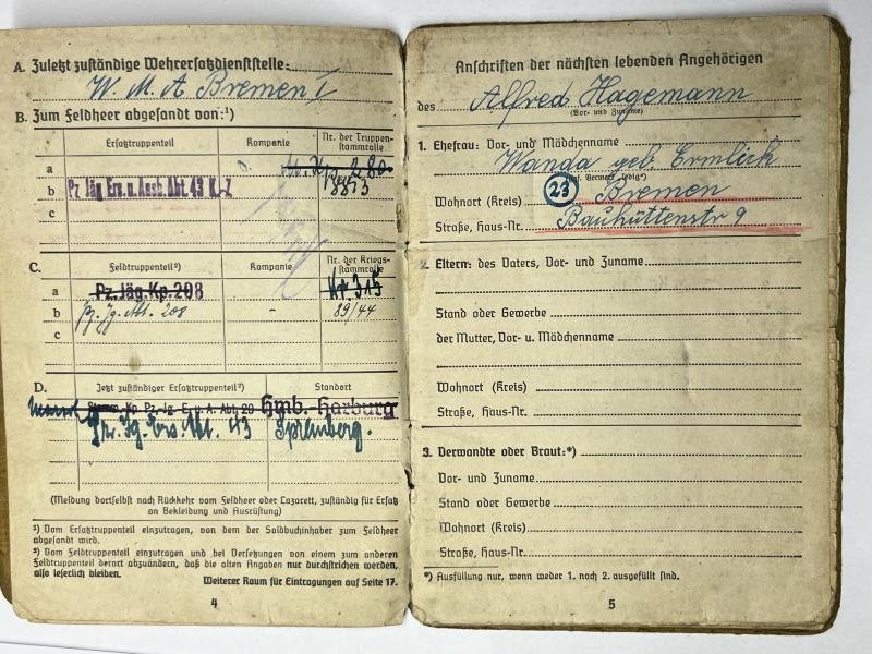 Soldbuch - WH (Heer) - 208.Inf.Div. - Hagemann — image 4
