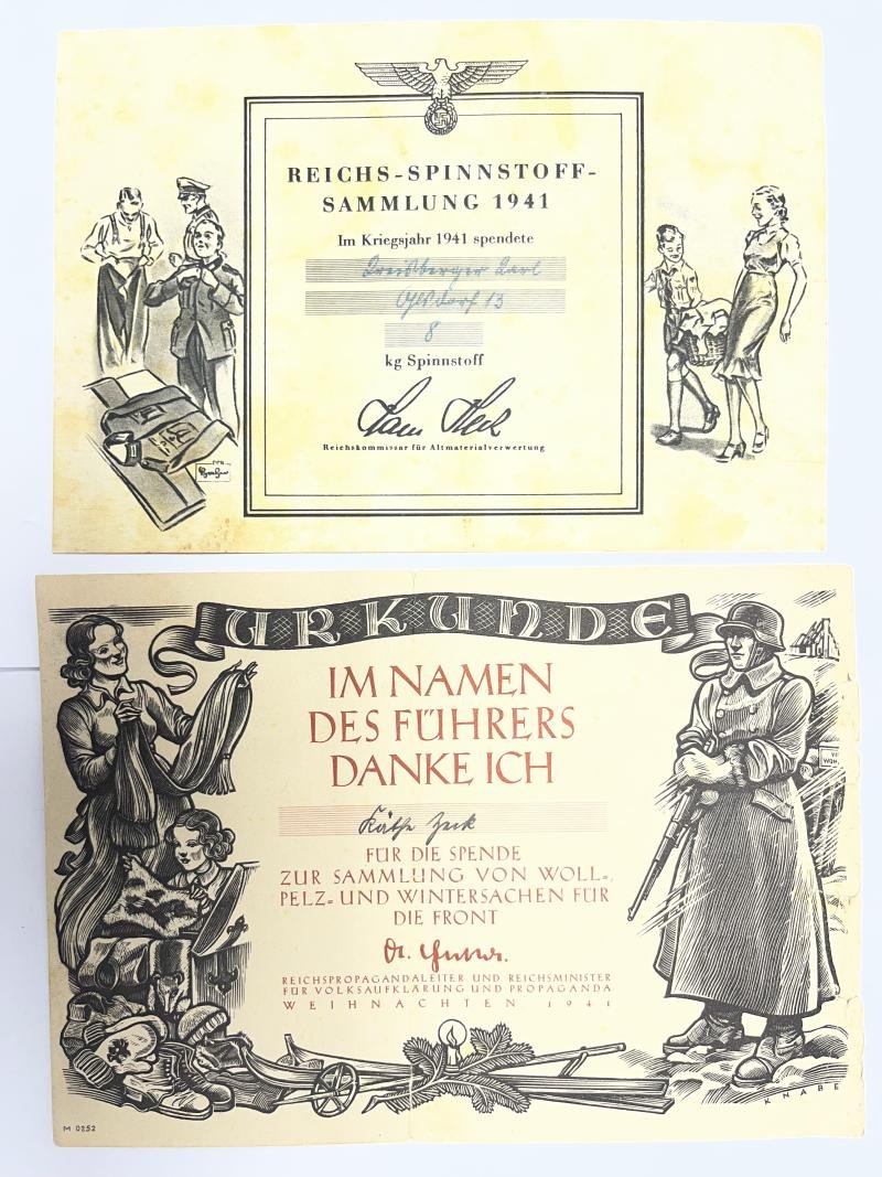 Reichs-Spinnstoff/Metallspende - certificates — image 2