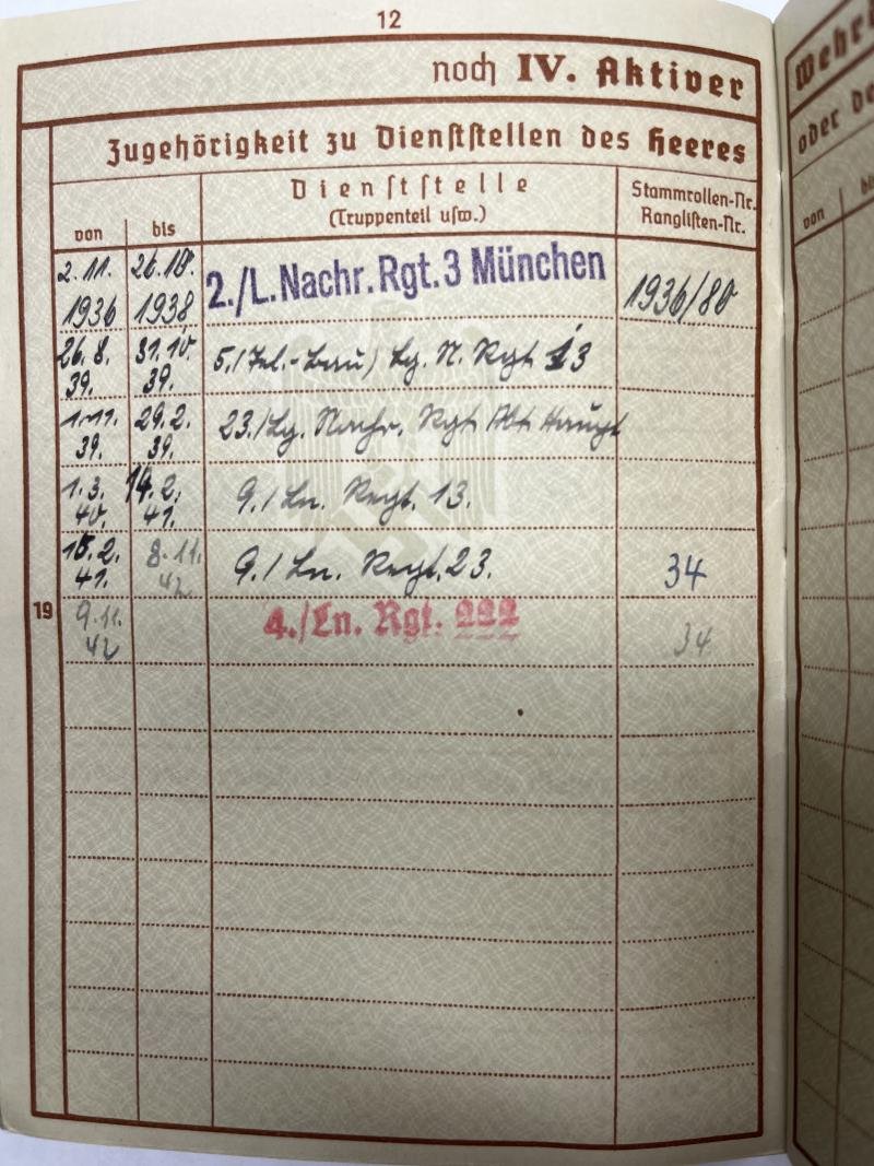 Wehrpass - Luftwaffe - Luftnachrichten Rgt.222/2.Jagd Div. - Engelhardt — image 6