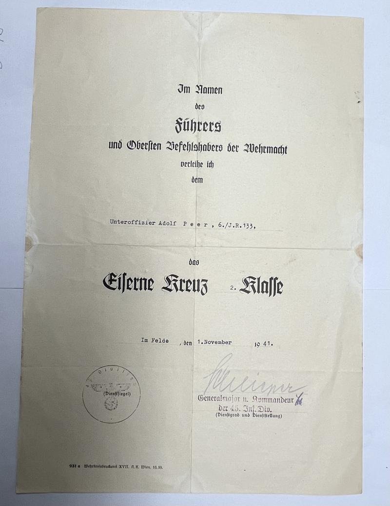 Citation - WH (Heer) - 145.Inf.Div. - Peer — image 2